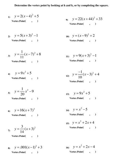 Quadratic Equations In Vertex Form Worksheet   Quadratic Function Vertex Form - Quadratic Equations In Vertex Form Worksheet