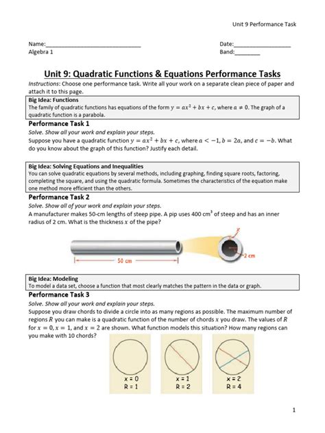 Quadratic Function Performance Task