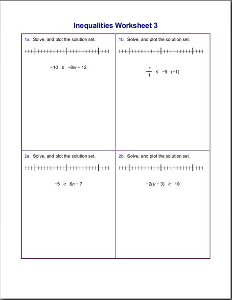 Quadratic Inequalities Worksheets Inequality Math Worksheets - Inequality Math Worksheets