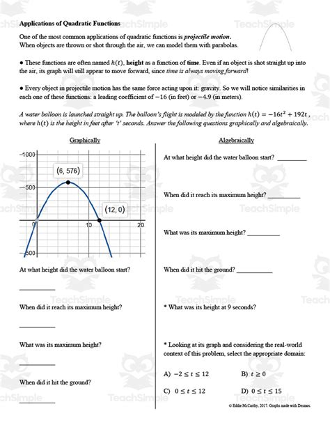 Read Quadratic Applications Unit 10 Lesson 01 Answers 