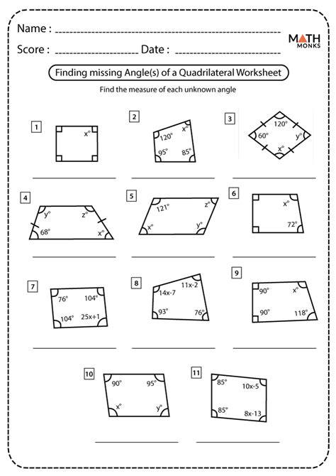 Quadrilateral Worksheet Grade 4   Angles In A Quadrilateral Worksheets Math Worksheets 4 - Quadrilateral Worksheet Grade 4
