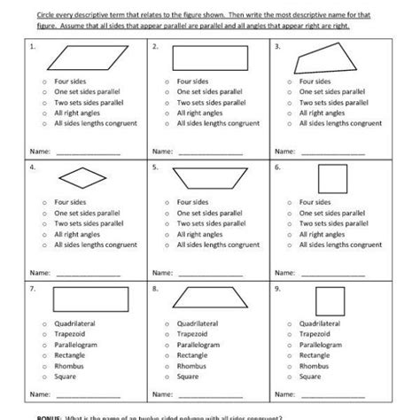 Quadrilateral Worksheets 4th Grade   Browse Printable 4th Grade Classifying Quadrilateral Worksheets - Quadrilateral Worksheets 4th Grade