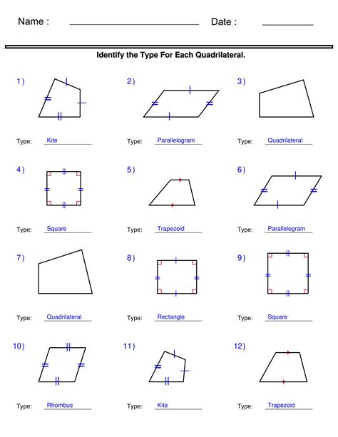 Quadrilaterals And Polygons Worksheets Identify Math Aids Com Sorting Quadrilaterals Worksheet - Sorting Quadrilaterals Worksheet
