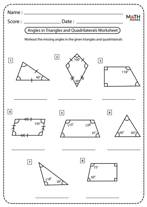 Quadrilaterals And Triangles Fourth Grade Worksheets Math Activities Printable Worksheet 4th Grade Triangles - Printable Worksheet 4th Grade Triangles