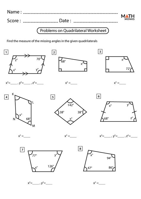 Download Quadrilaterals And Angle Sums Practice 