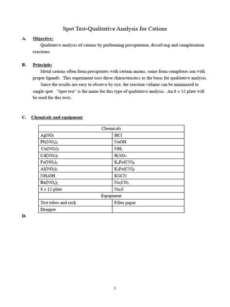 Qualitative Analysis Of Cations Experiment 19 Answers