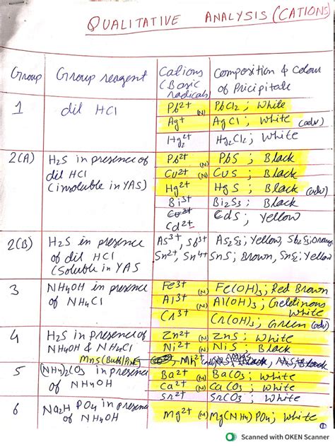 Qualitative Analysis Of Cations Lab Report Answers