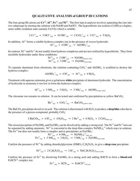 Qualitative Analysis Of Group Iii Cations