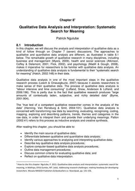 Qualitative Interpretation And Analysis In Psychology