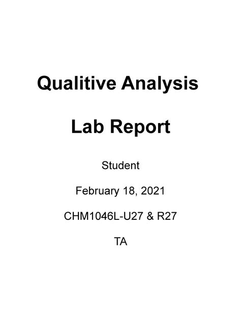 Download Qualitative Analysis Lab Report Sample 