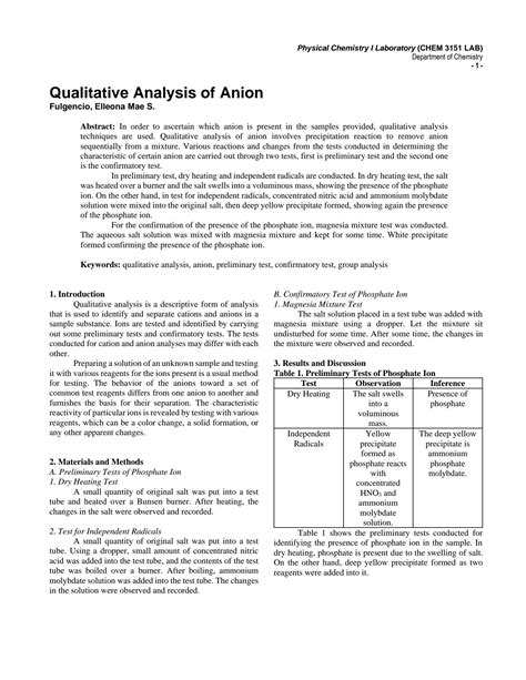 Download Qualitative Analysis Of Anions Lab Report 