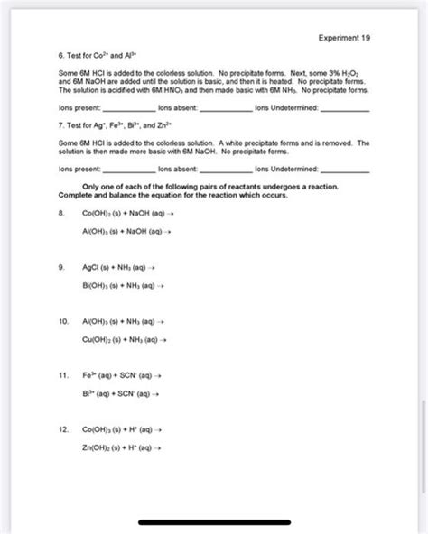 Read Qualitative Analysis Of Cations Experiment 19 Answers 