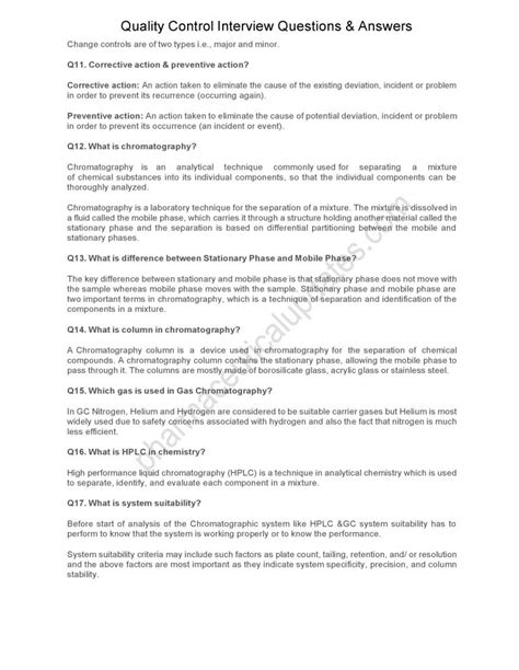 Quality Control Interview Questions And Answers
