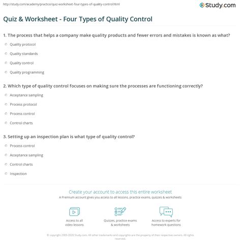 quality control study quiz questions and answers