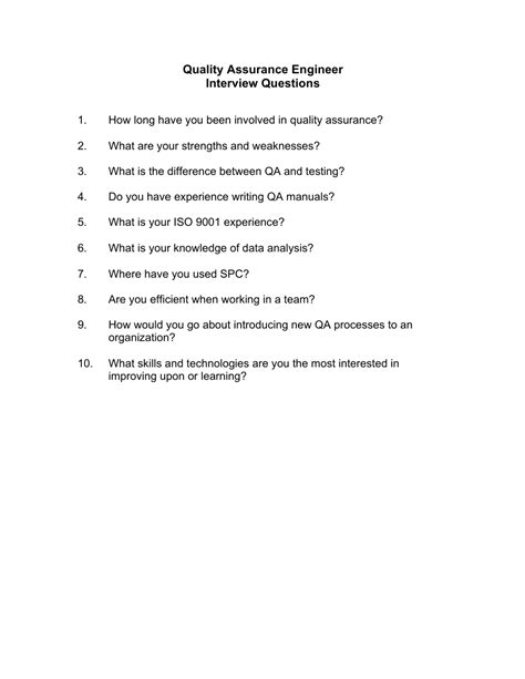 Quality Engineer Interview Questions