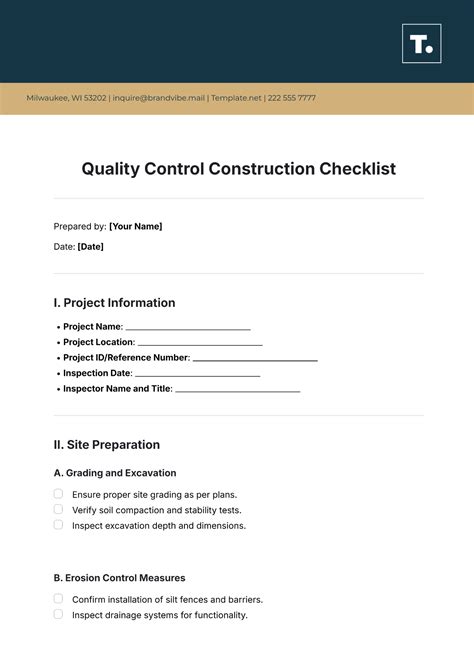 Quality Manual Template For Construction Company
