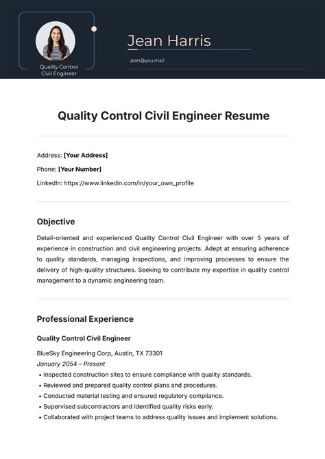 Download Quality Control Engineer Resume Sample Jieyanore 