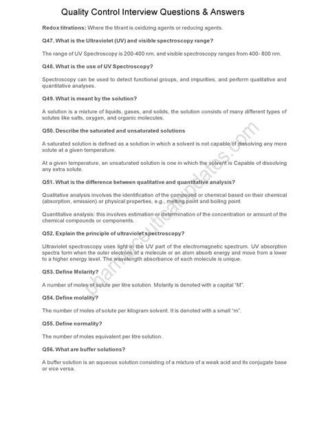 Read Online Quality Control Pharma Interview Question Answer 