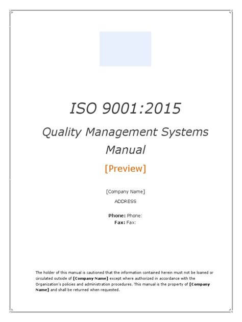 Read Online Quality Manual Iso 9001 