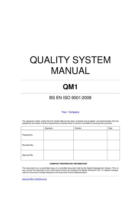 Full Download Quality Manual Template 