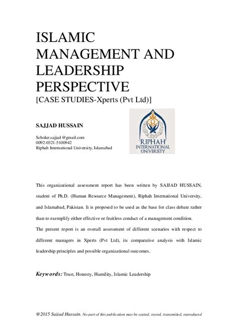 Download Quality Of Islamic Leadership And Organizational 