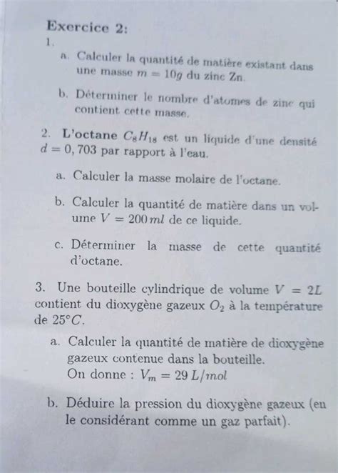 Quantité De Matière