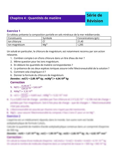 Quantité De Matières