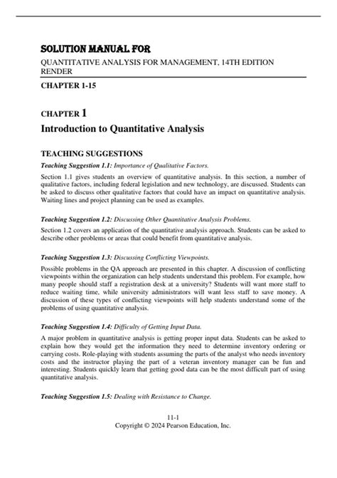 Quantitative Analysis For Management Solution Free