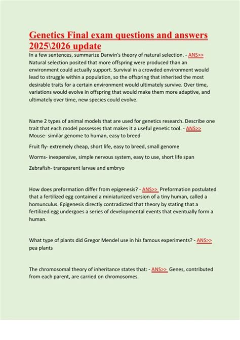 Quantitative Genetics Final Exam Questions And Answers