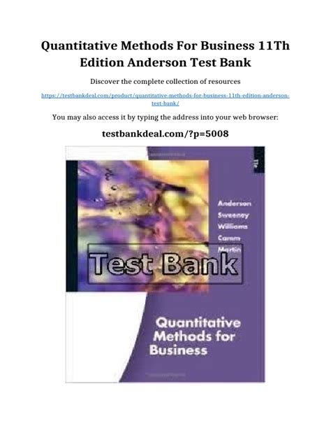 Quantitative Methods Business 11th Edition Solution