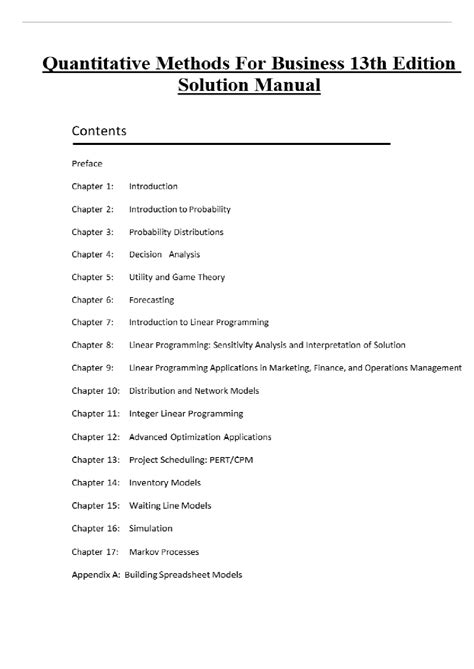 Quantitative Methods Business Solution Manual