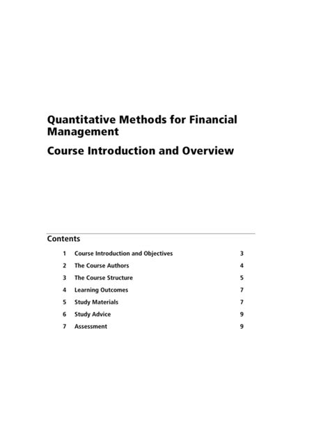 Quantitative Methods For Financial Management Course