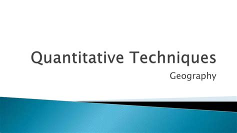 Quantitative Techniques In Geography An Introduction