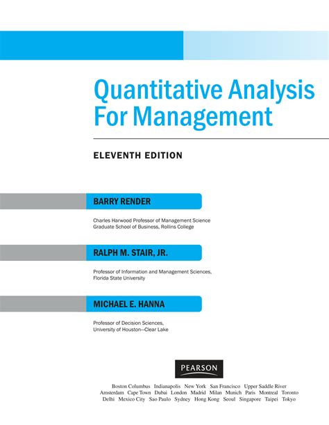 Read Online Quantitative Analysis For Management 11Th Edition Answer Key 