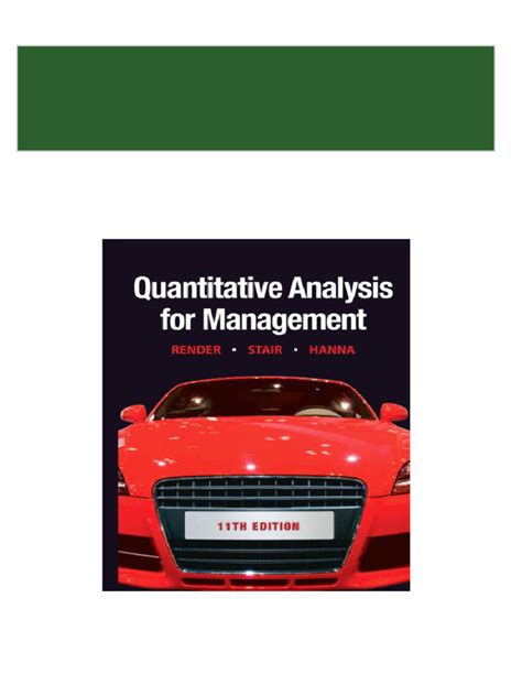 Read Quantitative Analysis For Management 11Th Edition Ebook 