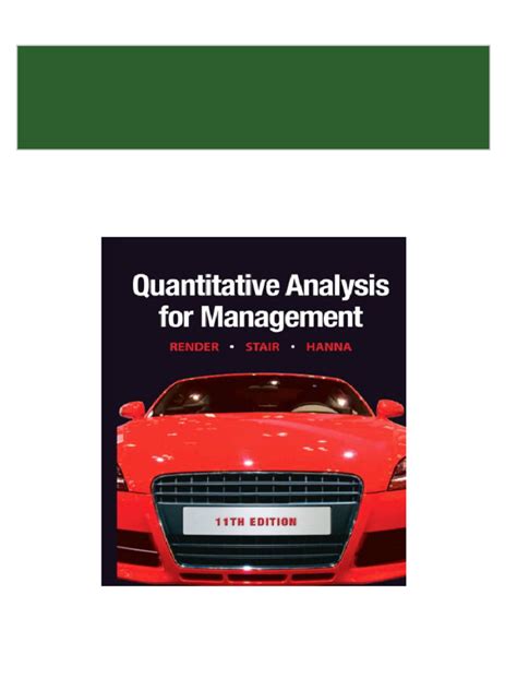 Read Online Quantitative Analysis For Management 11Th Edition Free Download 