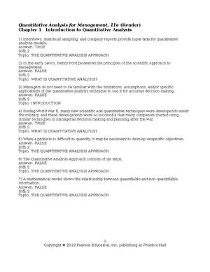 Read Online Quantitative Analysis For Management Chapter 3 Answers 