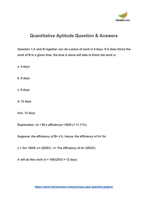 Read Quantitative Aptitude Question Papers 