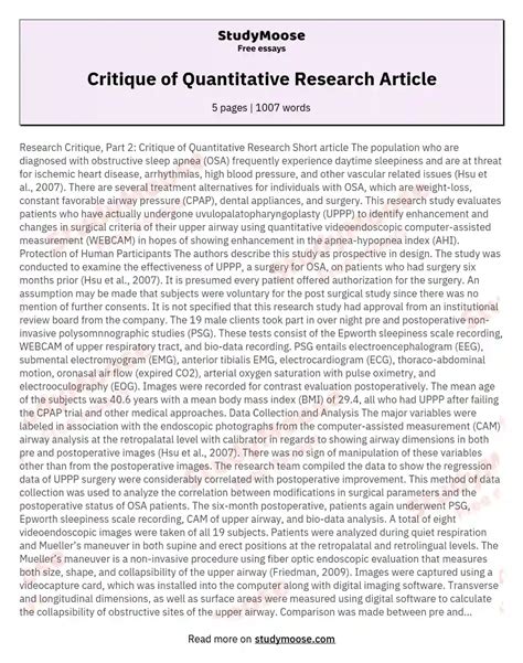 Download Quantitative Research Critique Paper 