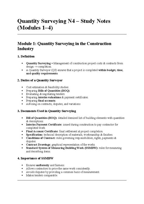 Quantity Surveying Class Notes Zuj