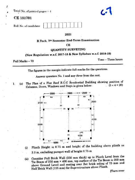 Quantity Surveying Exam Papers