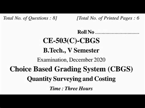 quantity surving and costing notes for rgpv