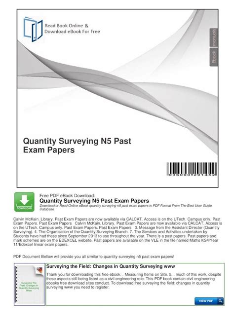 Download Quantity Surveying N5 Previous Question Papers 
