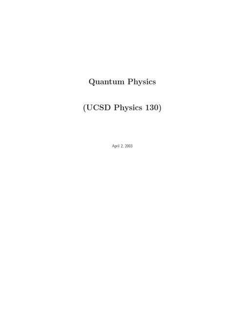 Quantum Physics Ucsd Physics 130