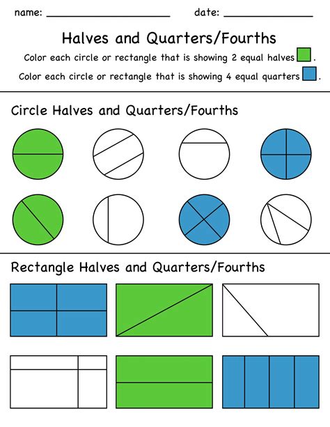Quarter And Halves Math Worksheet Free Printable Online Halves And Quarters Activities - Halves And Quarters Activities