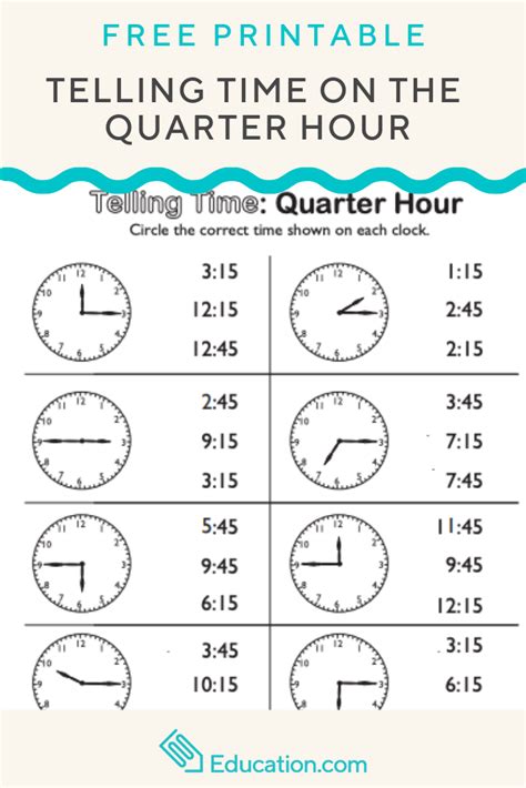 Quarter Hour Worksheet   Quarter Hour Worksheets 99worksheets - Quarter Hour Worksheet