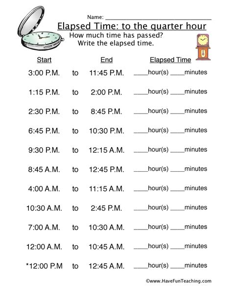 Quarter Hours Elapsed Time Worksheets For 2nd Grade Quarter Hour Worksheet - Quarter Hour Worksheet
