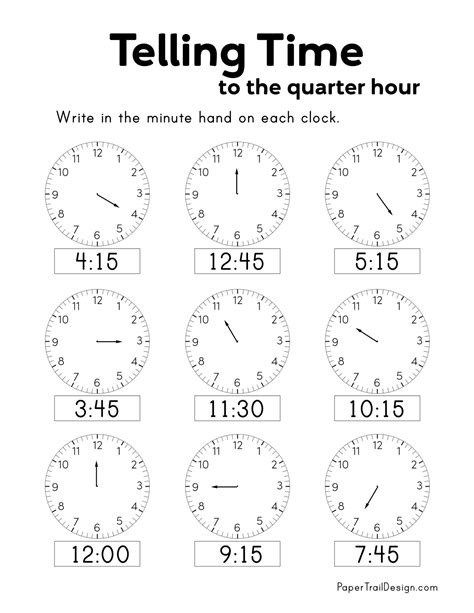 Quarter To The Hour Worksheet Free Printable Online Time To The Quarter Hour Worksheet - Time To The Quarter Hour Worksheet