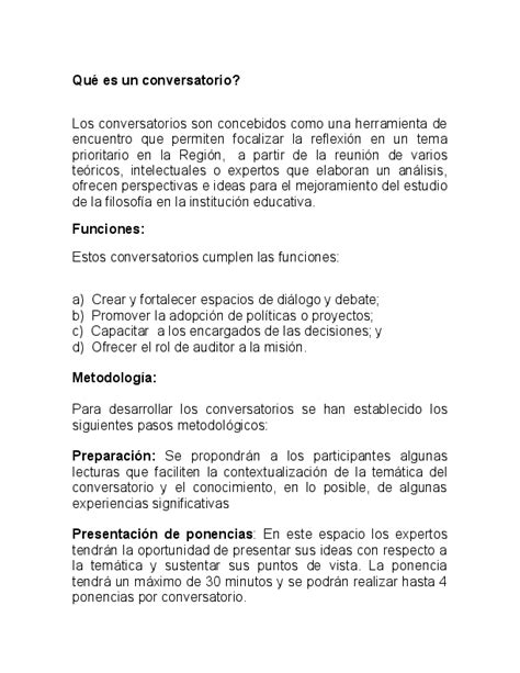 Que Es Un Conversatorio