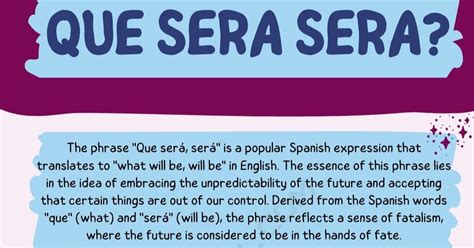 Que Sera Sera Meaning